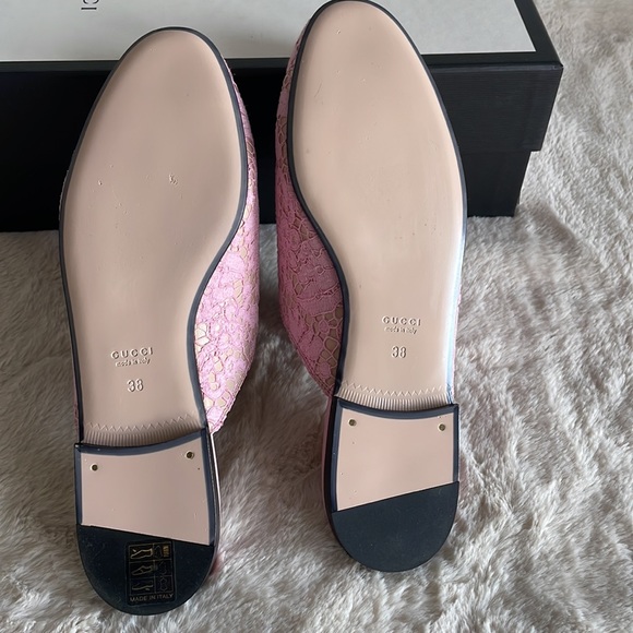 Woman’s Gucci Princeton Lace Horsebit Pink/Beige Leather Mule. Size 38. Size 8 - Picture 7 of 11